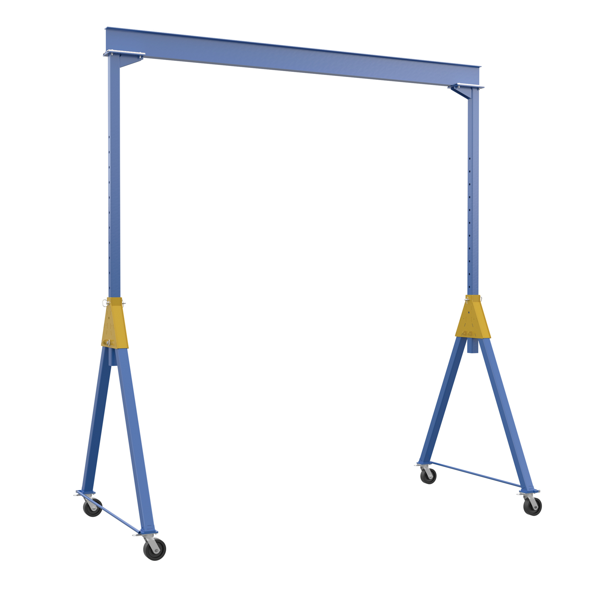 Vestil Adjustable Height Steel Gantry Crane — 15ft. Wide, 16ft. Max Height, 6000-Lb. Capacity, Phenolic Casters, Blue, Model# AHSN-6-15-16